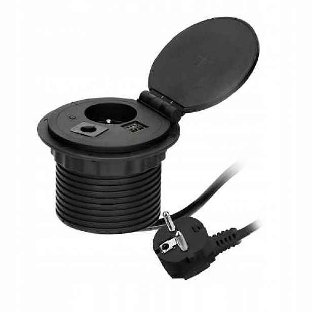 Zásuvka zapuštěná do černé Usb desky Orno ORGM9015