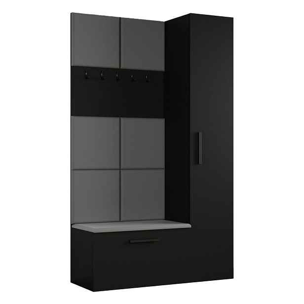 MASSENO MODERNÍ PŘEDSÍŇOVÁ SESTAVA MODULO, 120,6/204/40 cm, černá