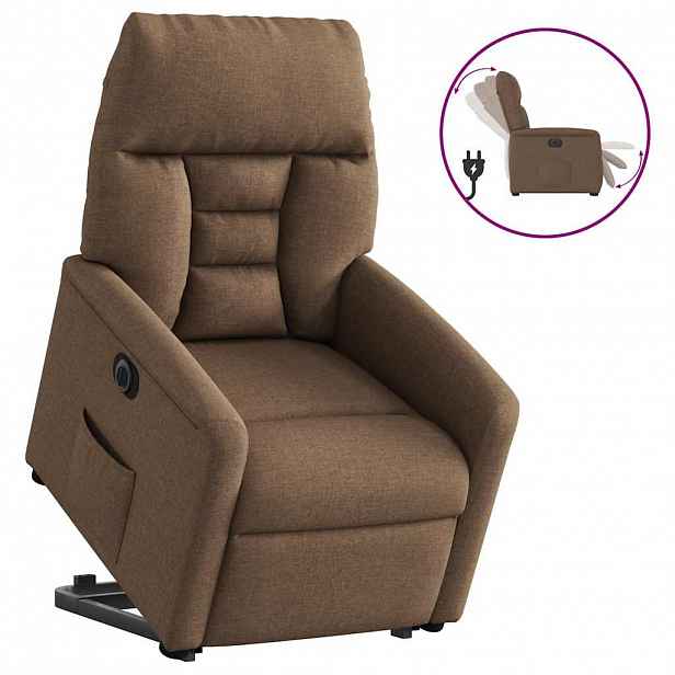 vidaXL Elektrické zvedací polohovací křeslo hnědé textil