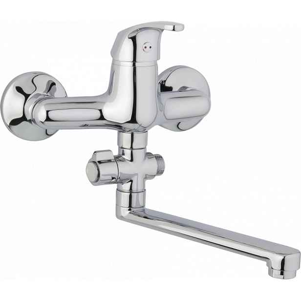 JB Sanitary Nástěnná umyvadlová a sprchová baterie SLIM, rozteč 150 mm, otočný přepínač, bez příslušenství, ramínko 300 mm A10 37 10