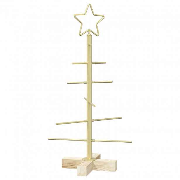 vidaXL Kovový vánoční stromek se stojanem KUOPIO 60 cm Ocel Zlatá