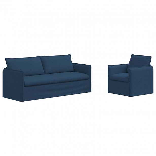 vidaXL Set pohovek 2 ks Modrá Textil