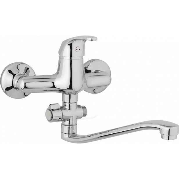 JB Sanitary Nástěnná umyvadlová a sprchová baterie SLIM, rozteč 150 mm, otočný přepínač, bez příslušenství, S ramínko 250 mm A10 37 20