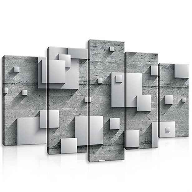 Obraz 100x60 modulární geometrická abstrakce šedá bílá minimalismus styl
