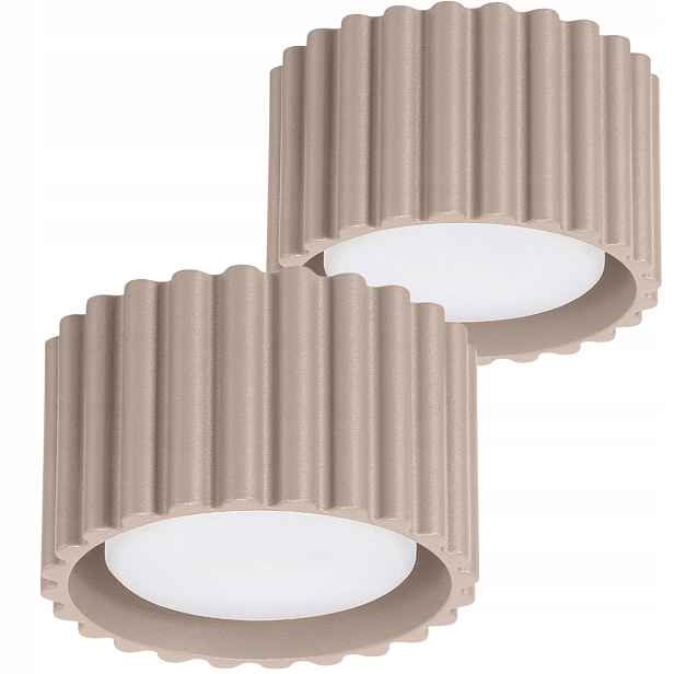 Sada 2 x Sollux Spot stropní rýhovaný kulatý taupe 6 cm 1xGX53 10W Aur