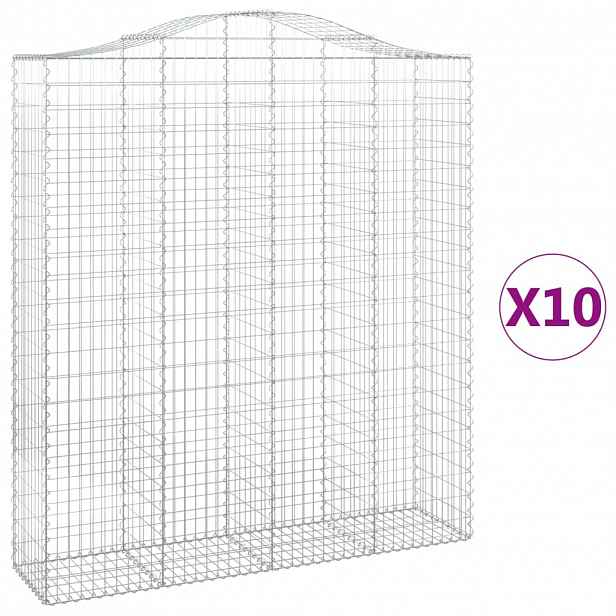 vidaXL Klenuté gabionové koše 10ks 200x50x220/240cm pozinkované železo