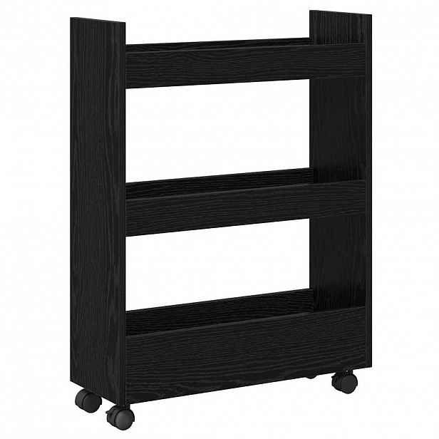 vidaXL Úzký úložný vozík Černý dub 60 x 22 x 80 cm Kompozitní dřevo