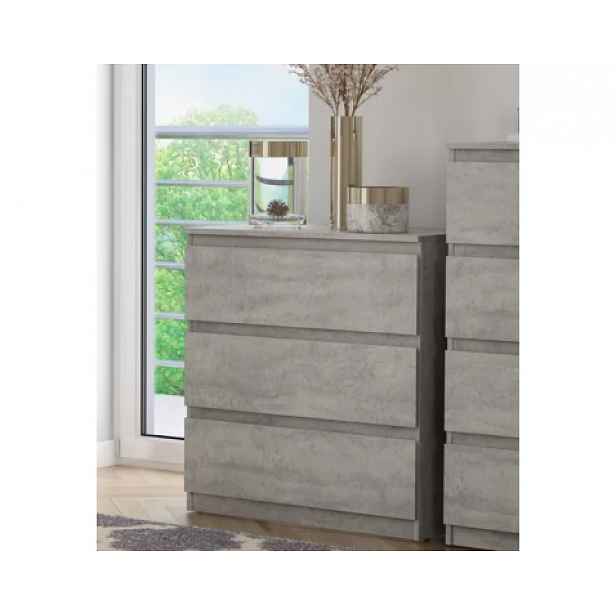 Zásuvková komoda Carlos 75 cm, šedý beton