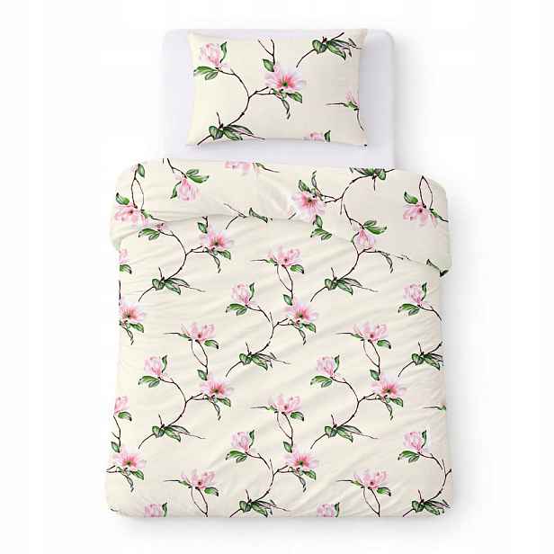 Povlečení bavlněné 140x200 krémové s magnólií, elegantní Cotton Home