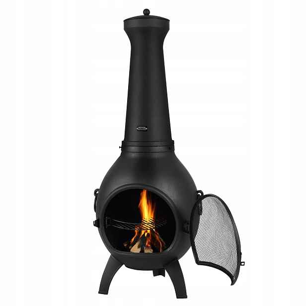 Zahradní krb černý premium chimenea terasový ohřívač ohniště zahrada