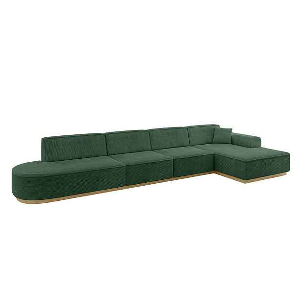 ALTDECOR ROHOVÁ SEDAČKA s otomanem, pravá IREA-L3-v2 412x165x80 Zelená Manšestr