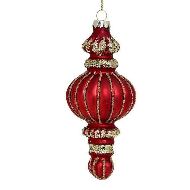 Červená skleněná vánoční ozdoba se zlatými detaily Chic - 6*15 cm Chic Antique