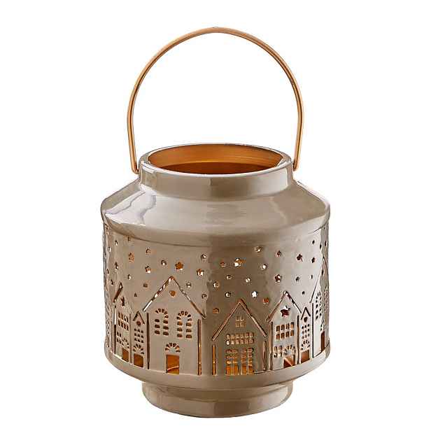 COZY HOME Lucerna kovová 17 cm - šedá