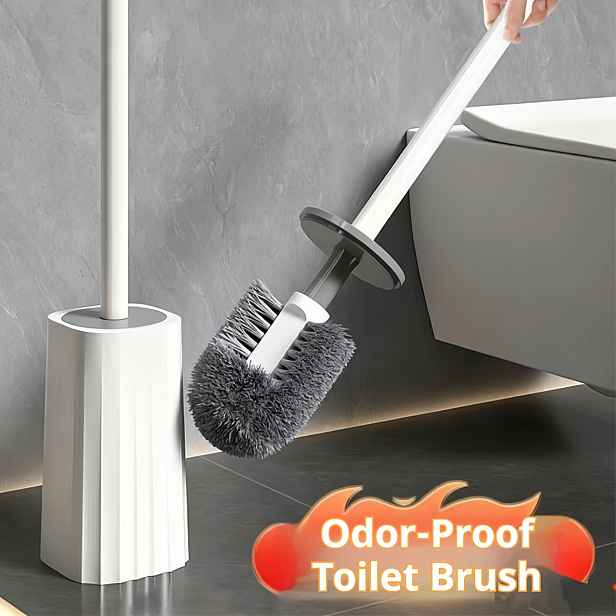 TEMU 1 Sada WC kartáče, s držákem, dlouhá rukojeť, flexibilní kartáč na čištění toalety, žádný mrtvý úhel, kartáč na čištění koupelny, čisticí