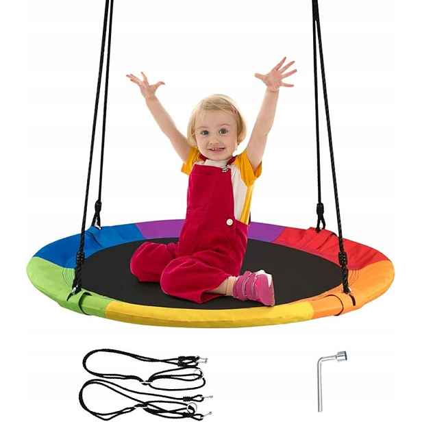 Zahradní houpačka houpací hnízdo, závěsná, pro děti, barevná, 100 cm, 150 kg