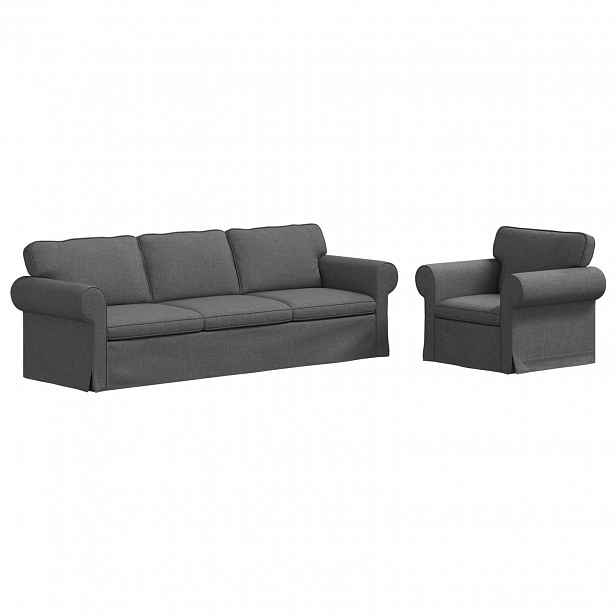 vidaXL Set pohovek 2 ks Tmavě šedá textil