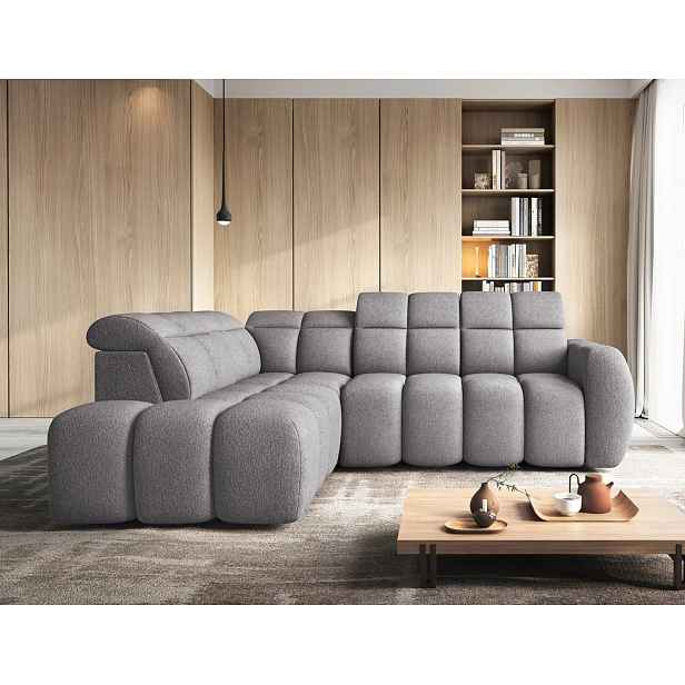 Designová rohová sedačka SAOIRSE - šedá, levý roh