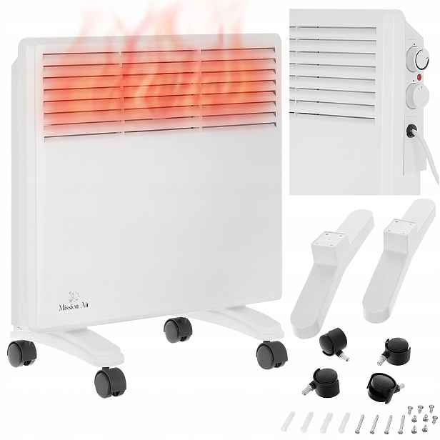 Elektrický nástěnný konvektorový ohřívač Termostat Energeticky Úsporný 1000 W