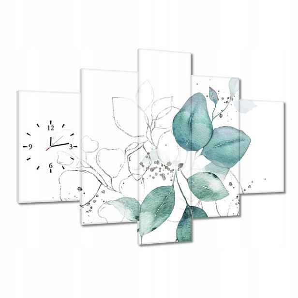 Hodiny 150x105 Eucalyptus stříbrné