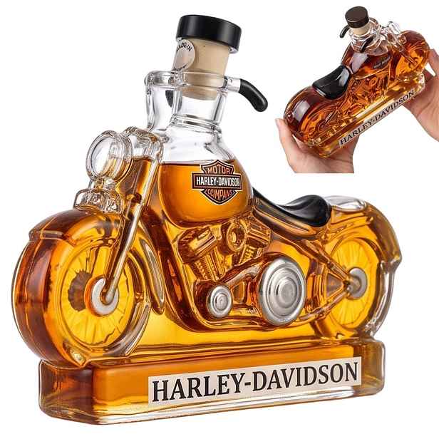 Karafa na whisky motorka s korkovou zátkou 350 ml jako dárek