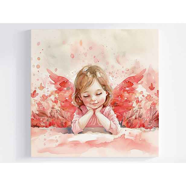 Obraz Na Plátně Canvas Akvarel Dítě Dívka Anděl Růžový Sen 50x50