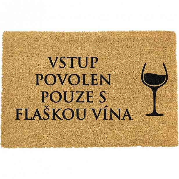 Rohožka z přírodního kokosového vlákna Artsy Doormats Flaška Vína, 40 x 60 cm