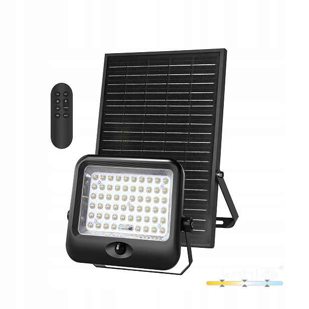 Solární Led reflektor 35 W 4600 lm 3CCT Pir dálkový ovladač IP65 Kobi