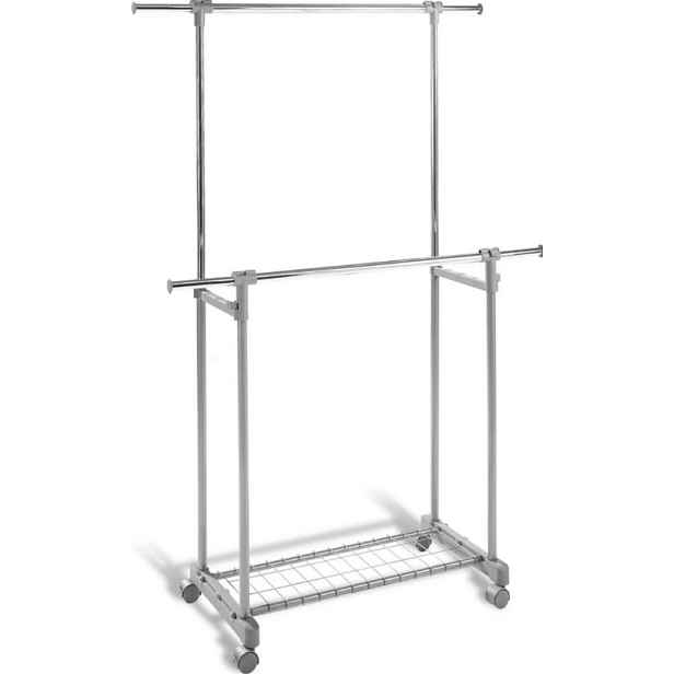 Věšák na oblečení na kolečkách, nastavitelný, chrom 98 – 167 cm