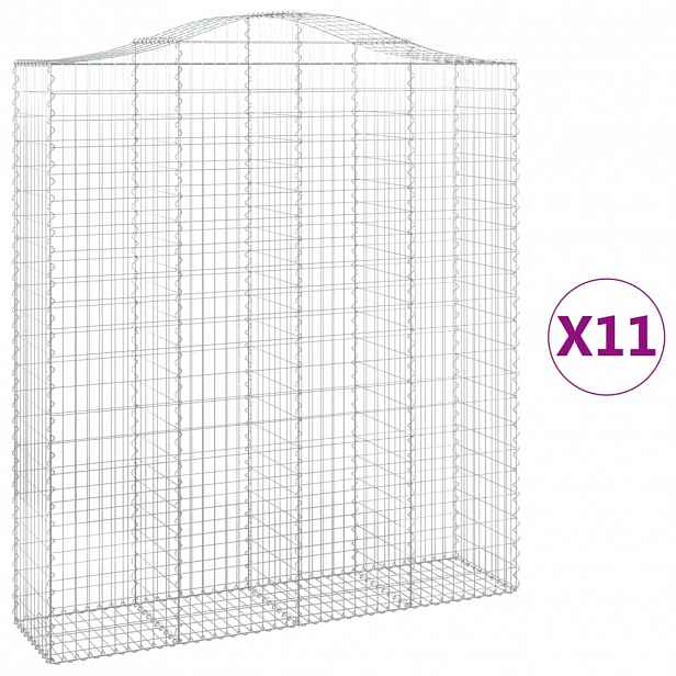 vidaXL Klenuté gabionové koše 11ks 200x50x220/240cm pozinkované železo