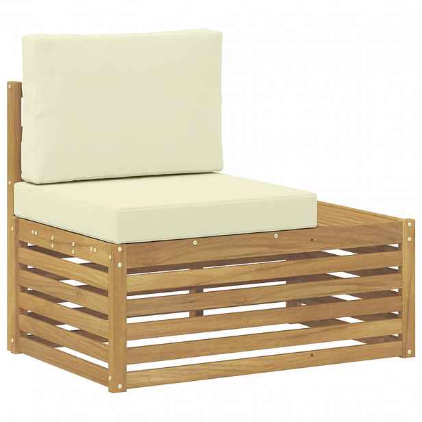 vidaXL Moduly venkovní rohové pohovky Bílá a krémová 91 x 63 x 73 cm