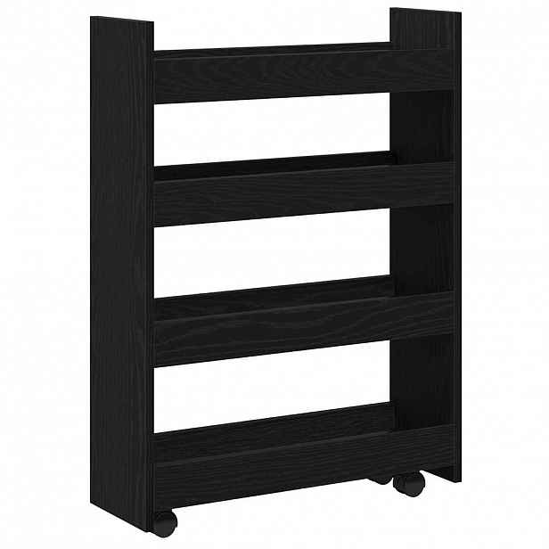 vidaXL Úzký úložný vozík Černý dub 60 x 20 x 82 cm Kompozitní dřevo