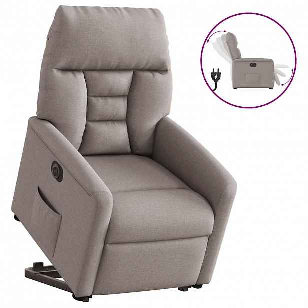 vidaXL Elektrické zvedací polohovací křeslo taupe textil