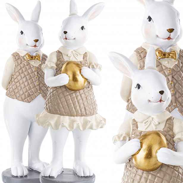 2 x Velikonoční figurka králíka Pan a paní, velikonočního zajíčka dekorace, košík