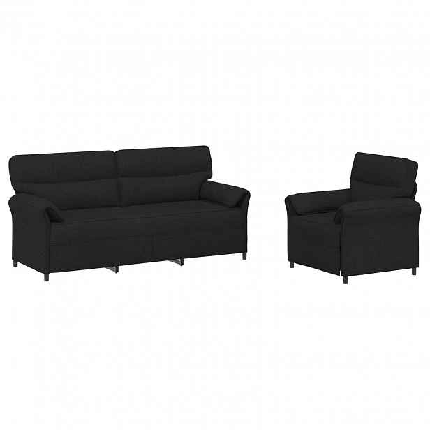 vidaXL Set pohovek 2 ks Černá Textil