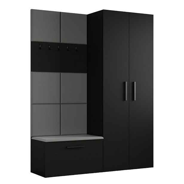 MASSENO MODERNÍ PŘEDSÍŇOVÁ SESTAVA MODULO, 160,6/204/40 cm, černá