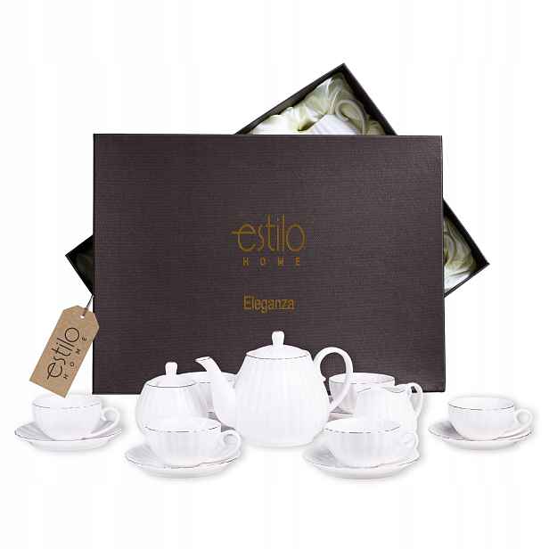 Kávový servis pro 6 osob Porcelánový Bílý Elegantní Kávový set na čaj