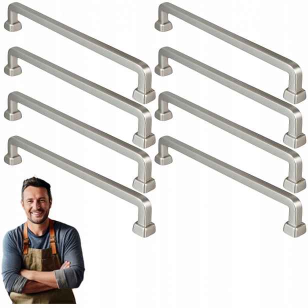 Nábytková Úchytka pro skříňku Zásuvky Tulia 160 mm nerez, Ocel Kartáčovaná 8 ks