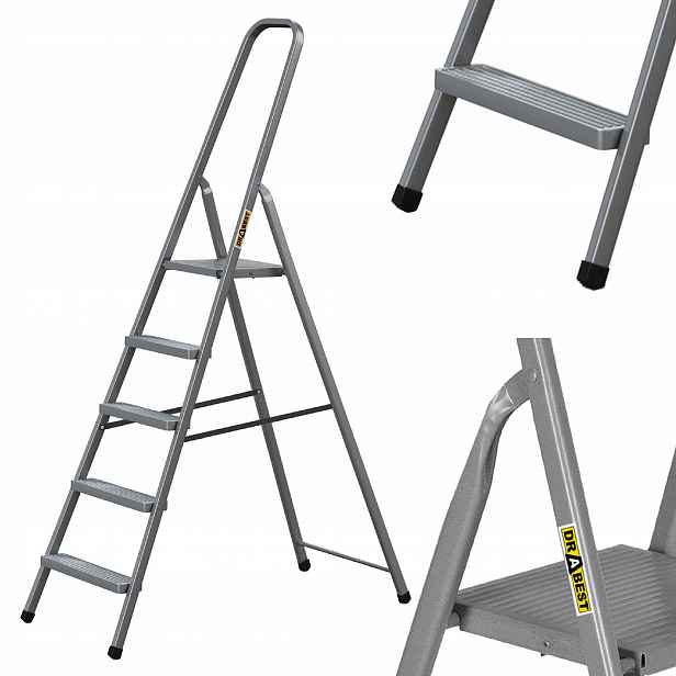Žebřík ocelový žebřík s 5 stupni Drabest