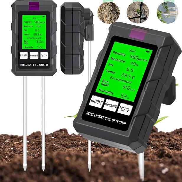 Kyselinoměr Půdy Tester Zeminy Ph Měřič Teploty Vlhkost 6V1