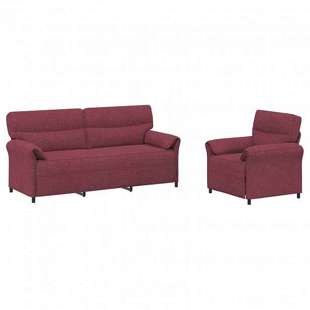 vidaXL Set pohovek 2 ks Víno Červené Textil