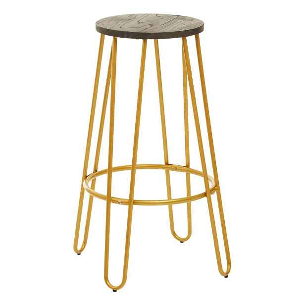 Barová stolička z jilmového dřeva ve zlaté barvě/v přírodní barvě (výška sedáku 75 cm) District – Premier Housewares