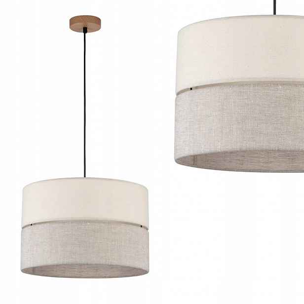 Tk Lighting Závěsná lampa z šedé tkaniny na E27 Eco 1 Pl 5772