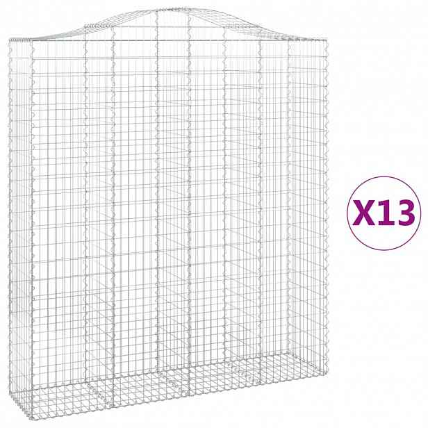 vidaXL Klenuté gabionové koše 13ks 200x50x220/240cm pozinkované železo