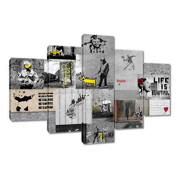 Nástěnné hodiny 150x105 Full Mix Banksy
