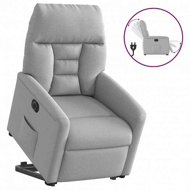 vidaXL Elektrické zvedací polohovací křeslo obláčkově šedé textil