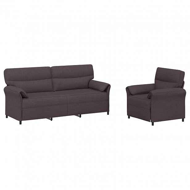 vidaXL Set pohovek 2 ks Tmavě hnědá Textil