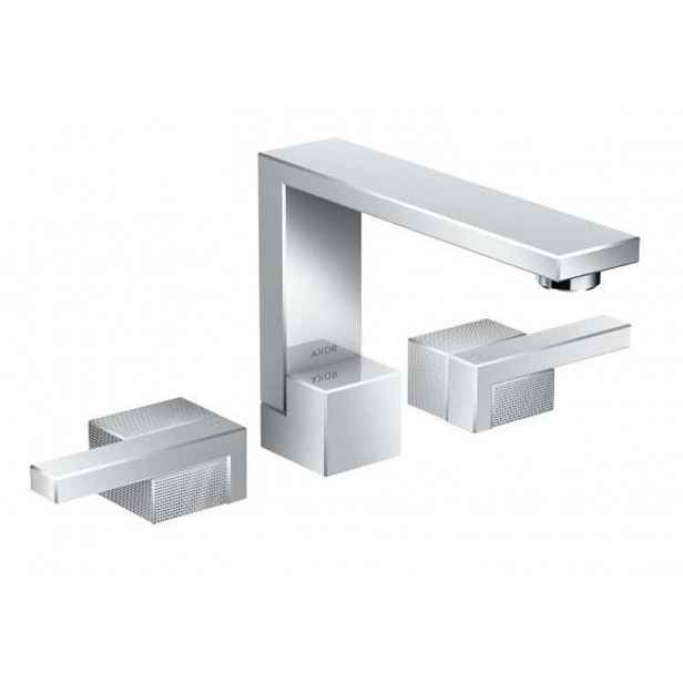 Axor Edge - Umyvadlová baterie s výpustí Push-Open, 3-otvorová instalace, chrom/diamantový brus 46051000