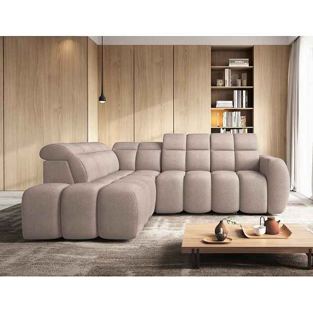 Designová rohová sedačka SAOIRSE - béžová, levý roh