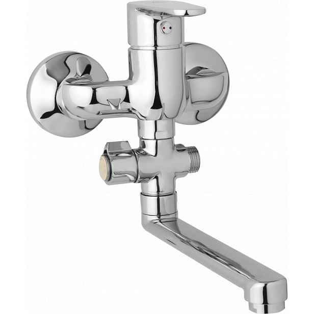 JB Sanitary Nástěnná umyvadlová a sprchová baterie TIRA, rozteč 100 mm, otočný přepínač, bez příslušenství, ramínko 300 mm D10 32 10