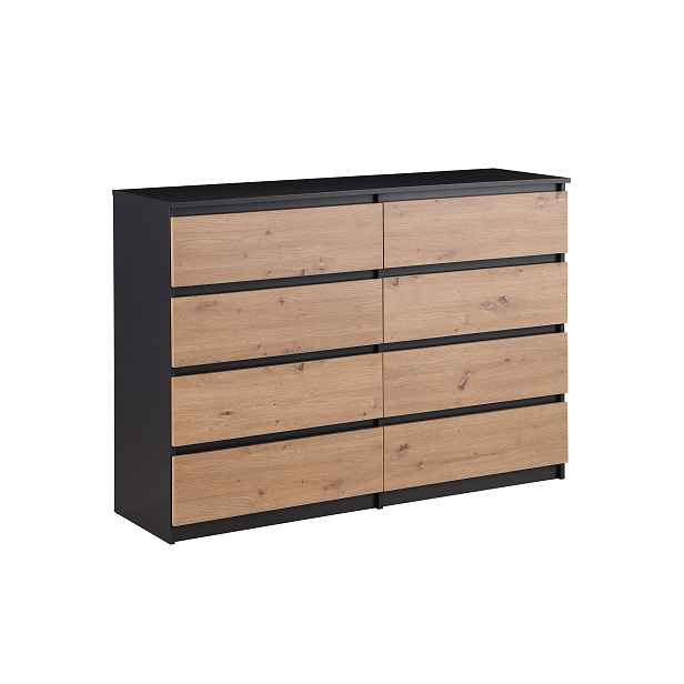 Komoda Houseland Malwax 01 dub artisan/antracitově šedá